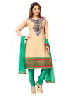 Green N F CHURIDAR 05 Stylish Festive Wear Worked Readymade Salwar Suit Collection N F C 122-GREEN
